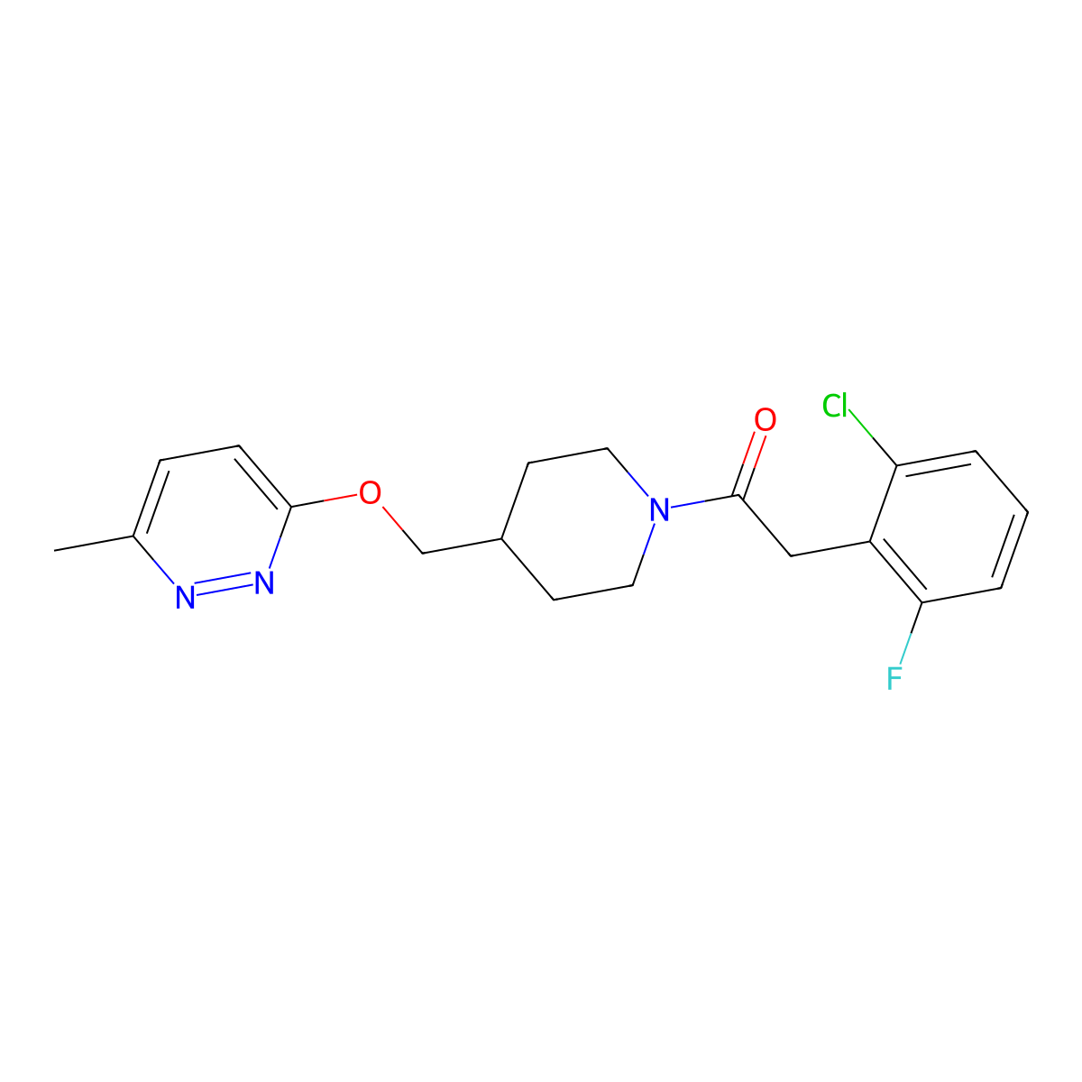 2-(2-Chloro-6-fluorophenyl)-1-(4-{[(6-methylpyridazin-3-yl)oxy]methyl}piperidin-1-yl)ethan-1-one molecular structure, CAS 2380041-17-6