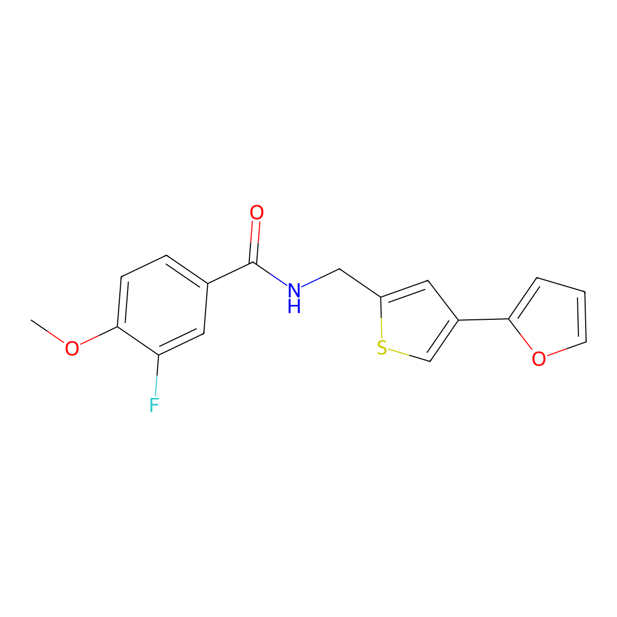 3-fluoro-N-{[4-(furan-2-yl)thiophen-2-yl]methyl}-4-methoxybenzamide molecular structure, CAS 2380041-20-1