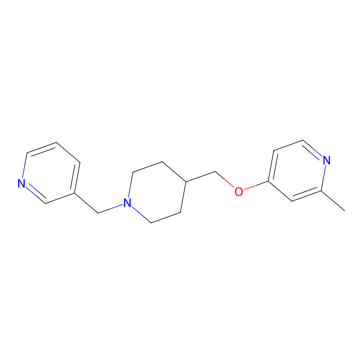 2-Methyl-4-({1-[(pyridin-3-yl)methyl]piperidin-4-yl}methoxy)pyridine molecular structure, CAS 2380041-22-3