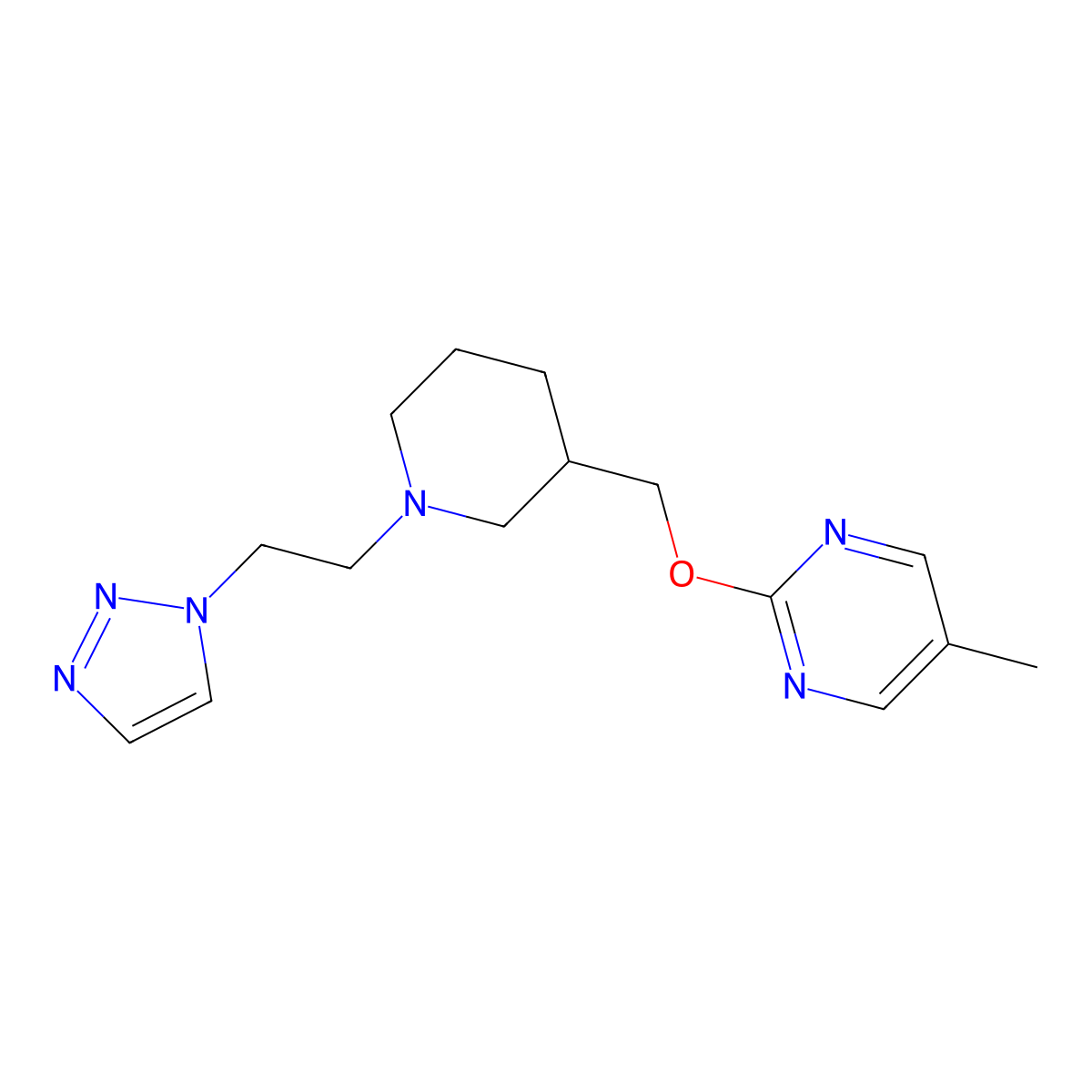 5-methyl-2-({1-[2-(1H-1,2,3-triazol-1-yl)ethyl]piperidin-3-yl}methoxy)pyrimidine molecular structure, CAS 2380041-28-9