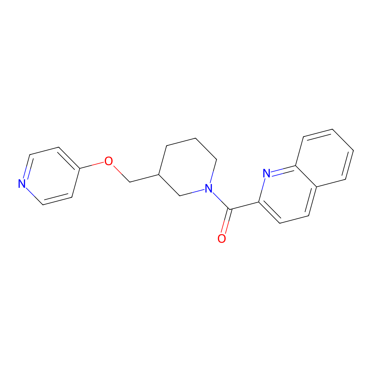 2-{3-[(Pyridin-4-yloxy)methyl]piperidine-1-carbonyl}quinoline molecular structure, CAS 2380041-32-5