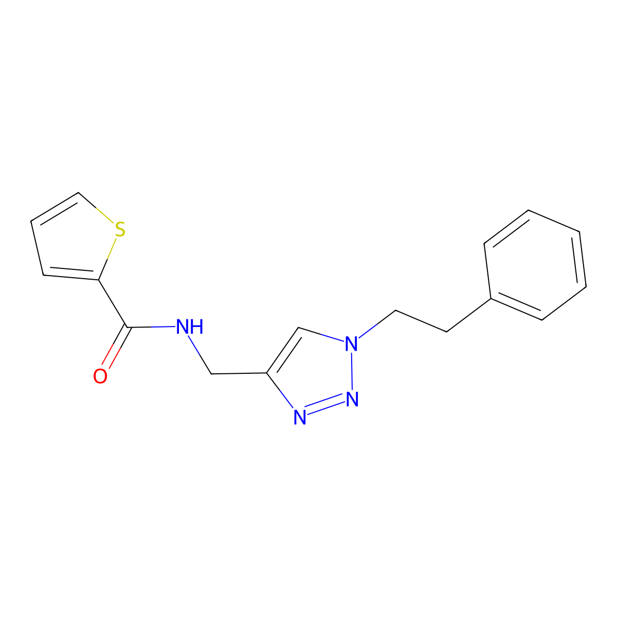 N-{[1-(2-phenylethyl)-1H-1,2,3-triazol-4-yl]methyl}thiophene-2-carboxamide molecular structure, CAS 2380041-43-8