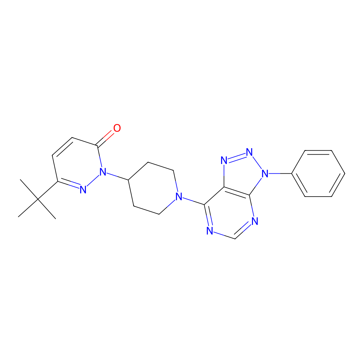 6-tert-butyl-2-(1-{3-phenyl-3H-[1,2,3]triazolo[4,5-d]pyrimidin-7-yl}piperidin-4-yl)-2,3-dihydropyridazin-3-one molecular structure, CAS 2380041-45-0
