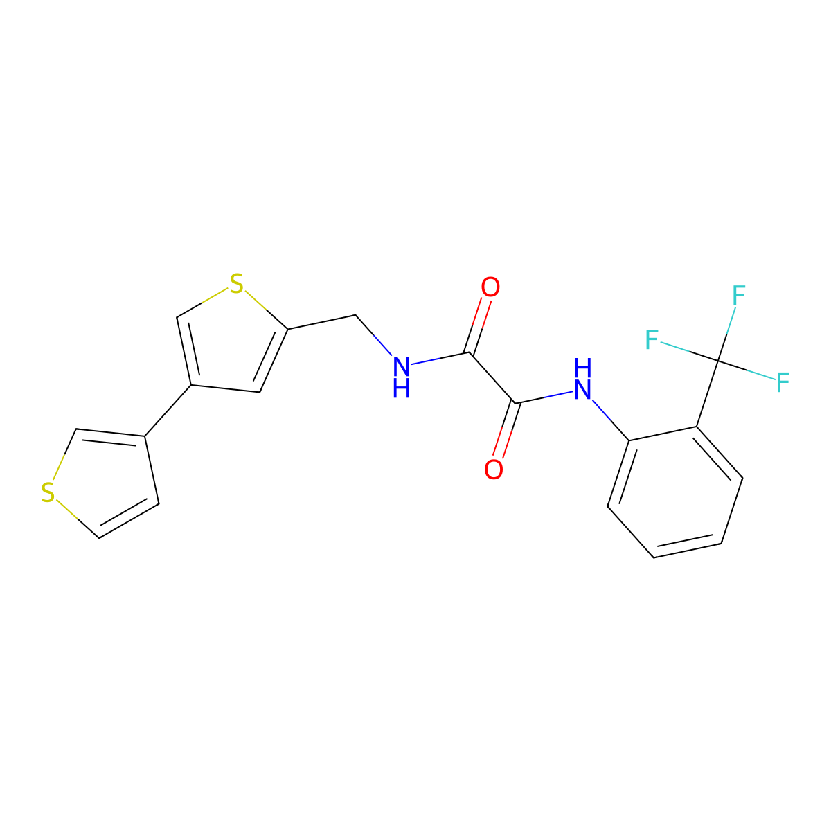N-[(4-Thiophen-3-ylthiophen-2-yl)methyl]-N'-[2-(trifluoromethyl)phenyl]oxamide molecular structure, CAS 2380041-46-1