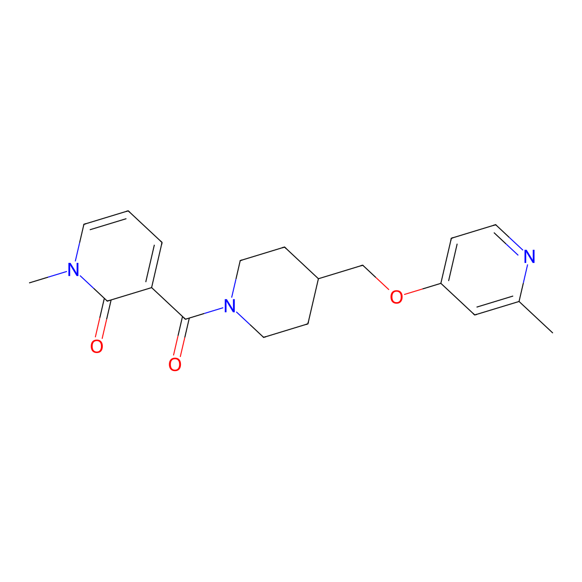 1-Methyl-3-(4-{[(2-methylpyridin-4-yl)oxy]methyl}piperidine-1-carbonyl)-1,2-dihydropyridin-2-one molecular structure, CAS 2380041-51-8