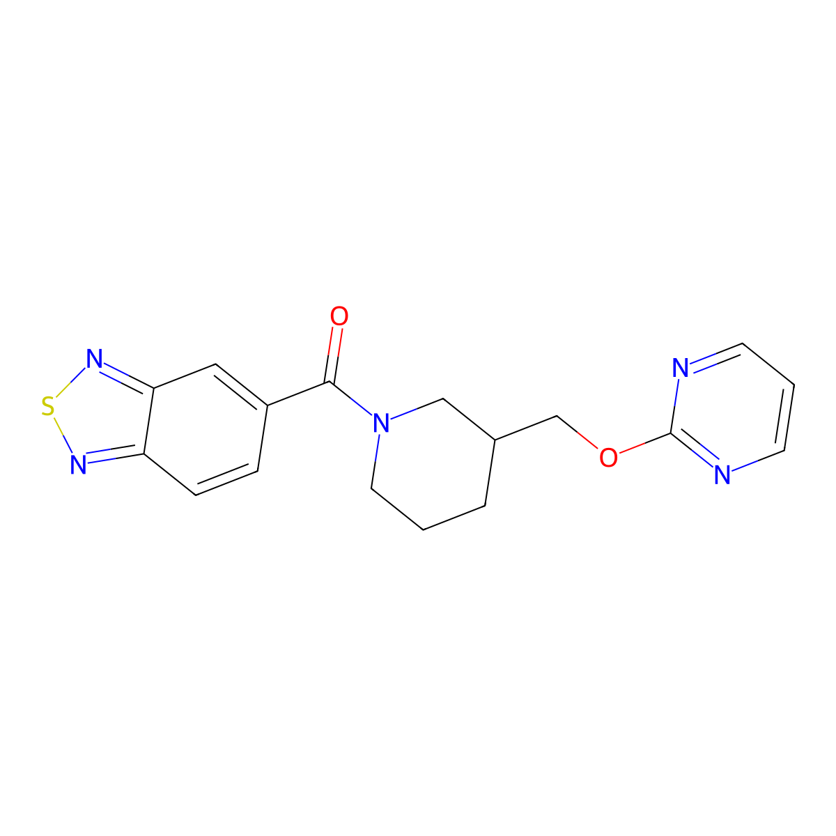 5-{3-[(Pyrimidin-2-yloxy)methyl]piperidine-1-carbonyl}-2,1,3-benzothiadiazole molecular structure, CAS 2380041-52-9
