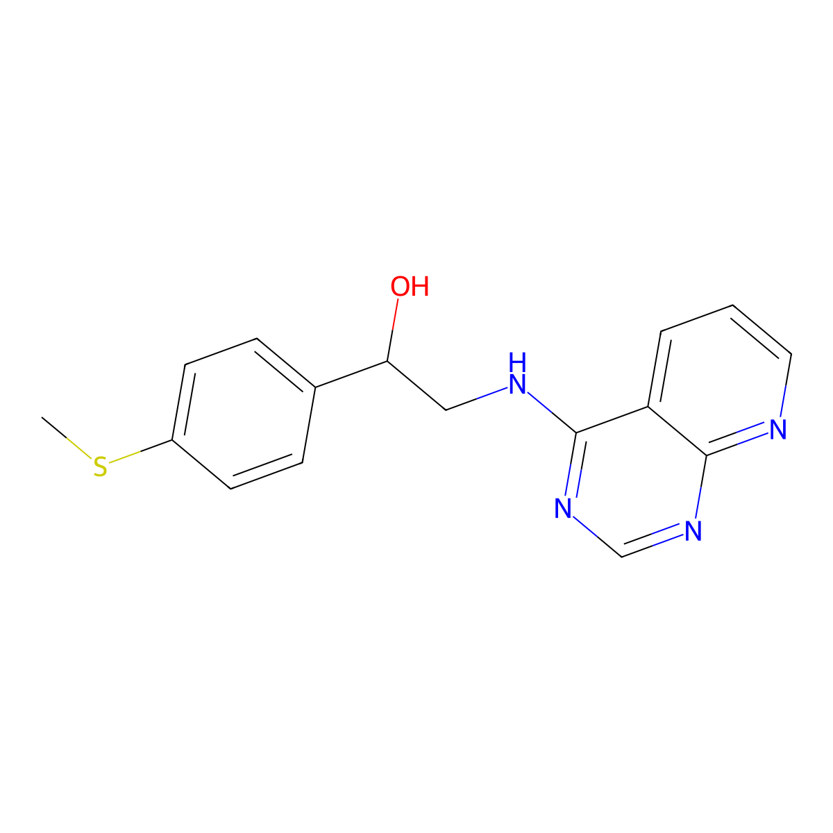 1-[4-(Methylsulfanyl)phenyl]-2-({pyrido[2,3-d]pyrimidin-4-yl}amino)ethan-1-ol molecular structure, CAS 2380041-55-2