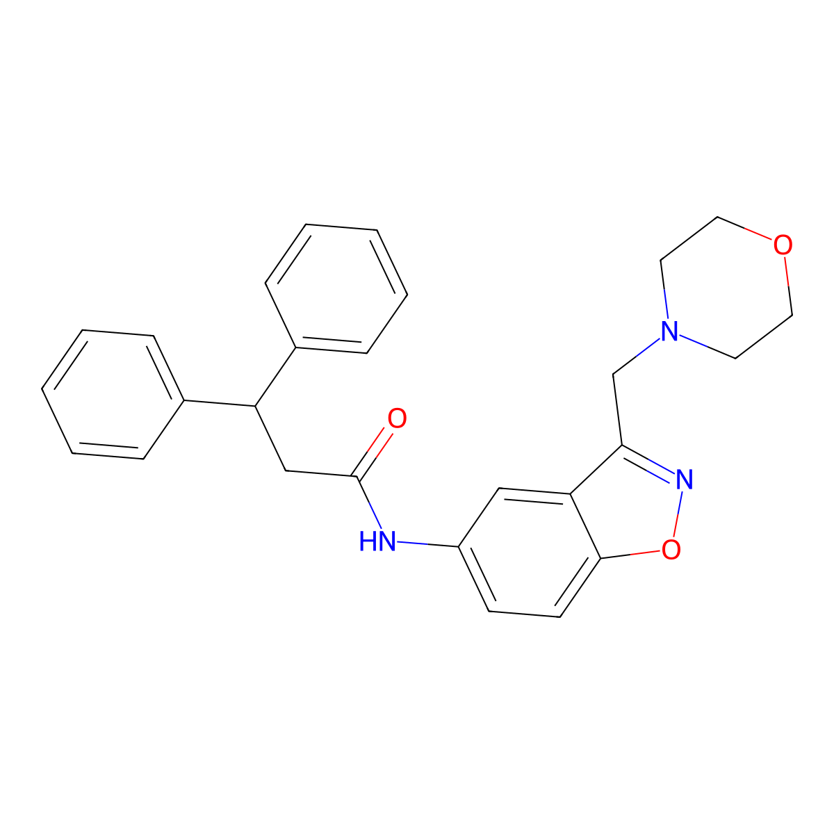 N-{3-[(morpholin-4-yl)methyl]-1,2-benzoxazol-5-yl}-3,3-diphenylpropanamide molecular structure, CAS 2380041-56-3