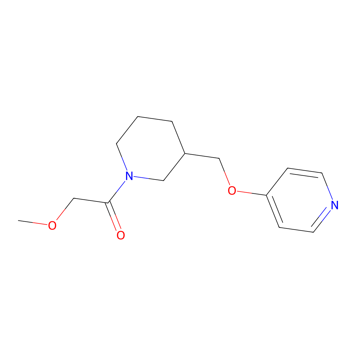2-Methoxy-1-{3-[(pyridin-4-yloxy)methyl]piperidin-1-yl}ethan-1-one molecular structure, CAS 2380041-59-6