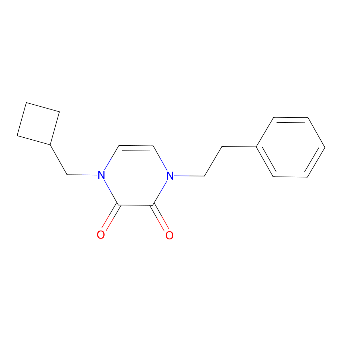 1-(Cyclobutylmethyl)-4-(2-phenylethyl)-1,2,3,4-tetrahydropyrazine-2,3-dione molecular structure, CAS 2380041-61-0