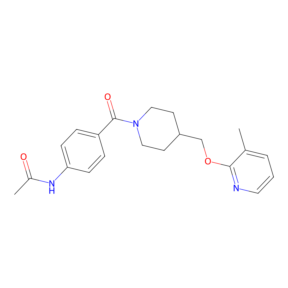 N-[4-(4-{[(3-methylpyridin-2-yl)oxy]methyl}piperidine-1-carbonyl)phenyl]acetamide molecular structure, CAS 2380041-63-2