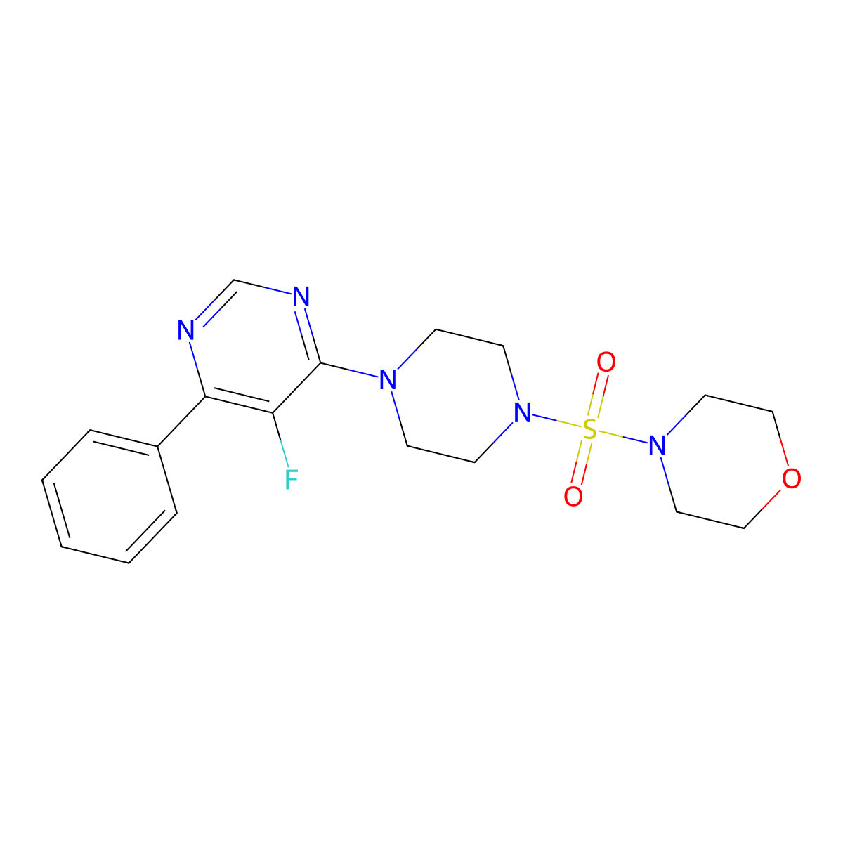 4-{[4-(5-Fluoro-6-phenylpyrimidin-4-yl)piperazin-1-yl]sulfonyl}morpholine molecular structure, CAS 2380041-72-3