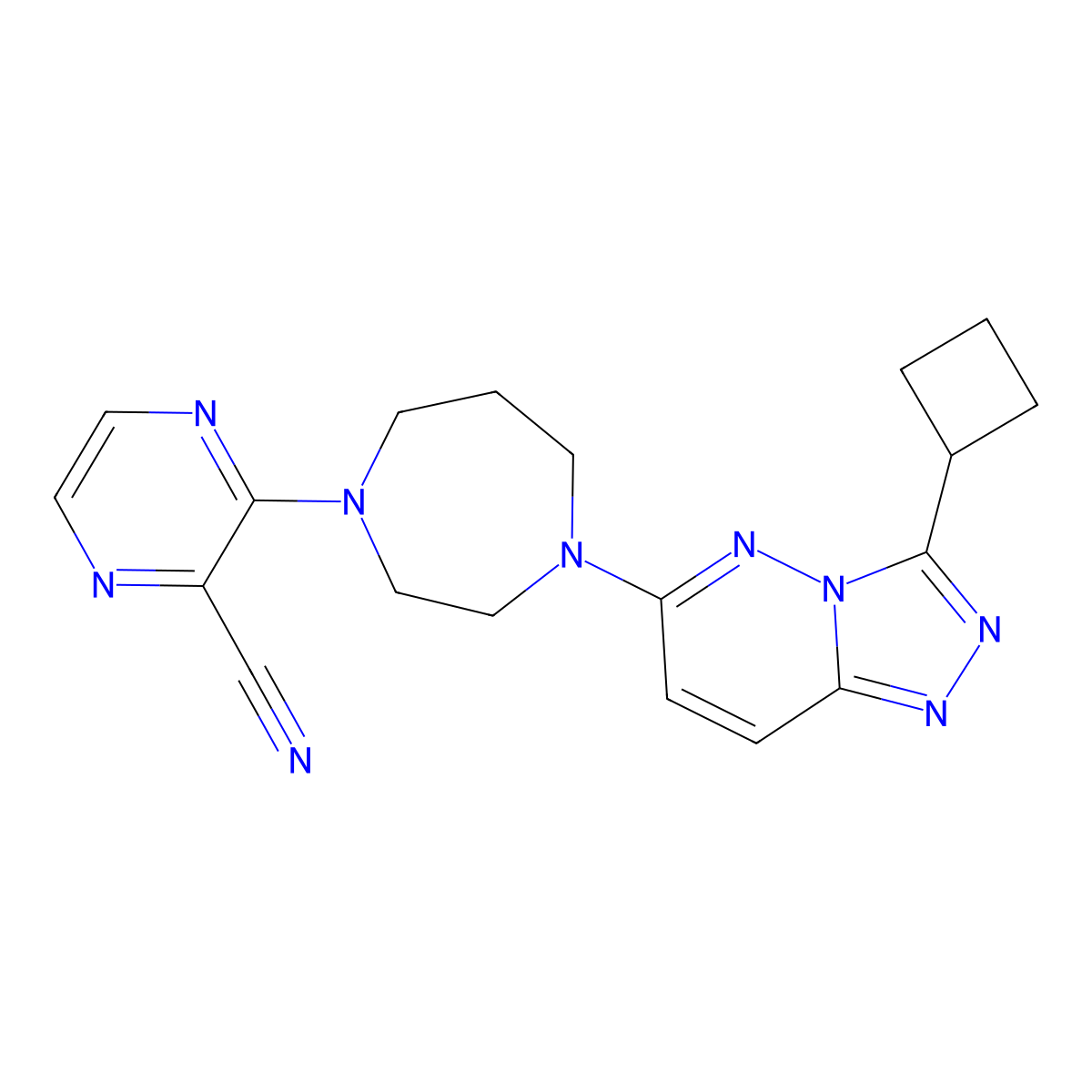 3-(4-{3-Cyclobutyl-[1,2,4]triazolo[4,3-b]pyridazin-6-yl}-1,4-diazepan-1-yl)pyrazine-2-carbonitrile molecular structure, CAS 2380041-74-5