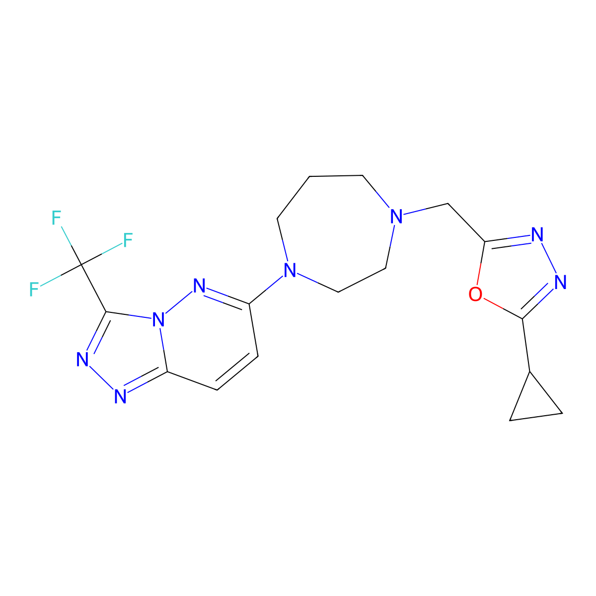 1-[(5-Cyclopropyl-1,3,4-oxadiazol-2-yl)methyl]-4-[3-(trifluoromethyl)-[1,2,4]triazolo[4,3-b]pyridazin-6-yl]-1,4-diazepane molecular structure, CAS 2380041-81-4