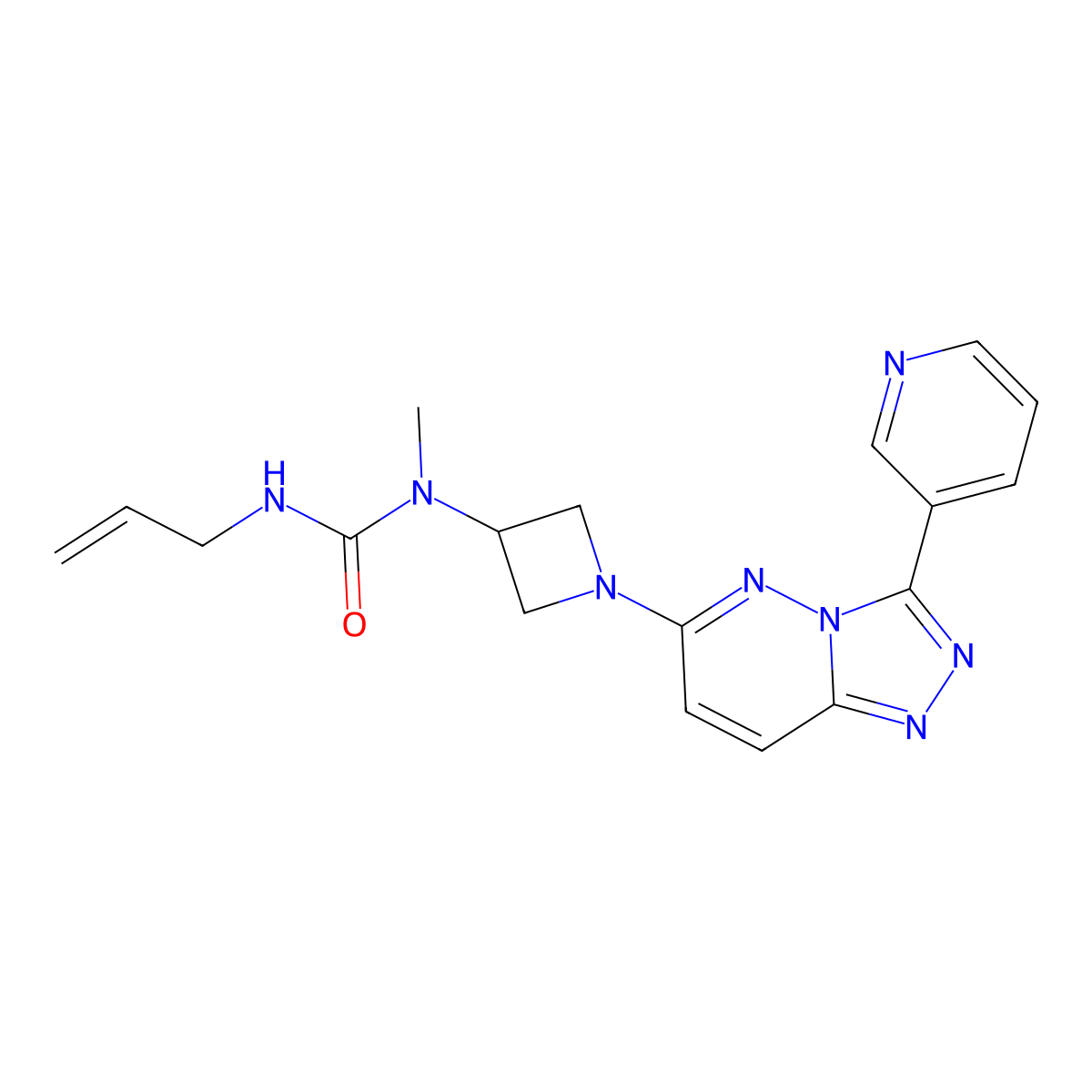 1-Methyl-3-(prop-2-en-1-yl)-1-{1-[3-(pyridin-3-yl)-[1,2,4]triazolo[4,3-b]pyridazin-6-yl]azetidin-3-yl}urea molecular structure, CAS 2380041-82-5
