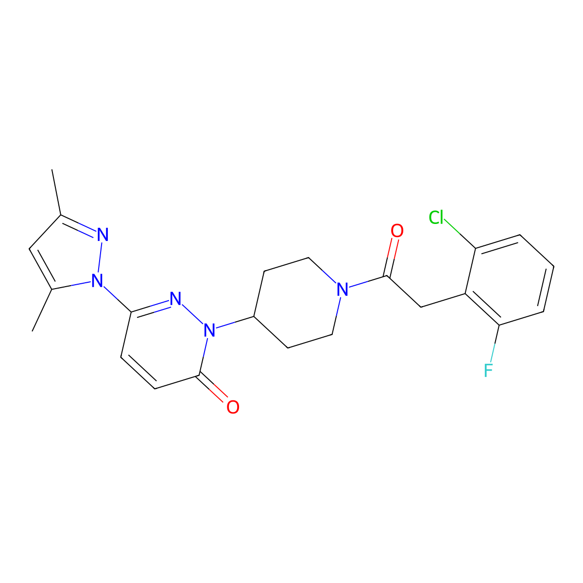 2-{1-[2-(2-chloro-6-fluorophenyl)acetyl]piperidin-4-yl}-6-(3,5-dimethyl-1H-pyrazol-1-yl)-2,3-dihydropyridazin-3-one molecular structure, CAS 2380041-85-8