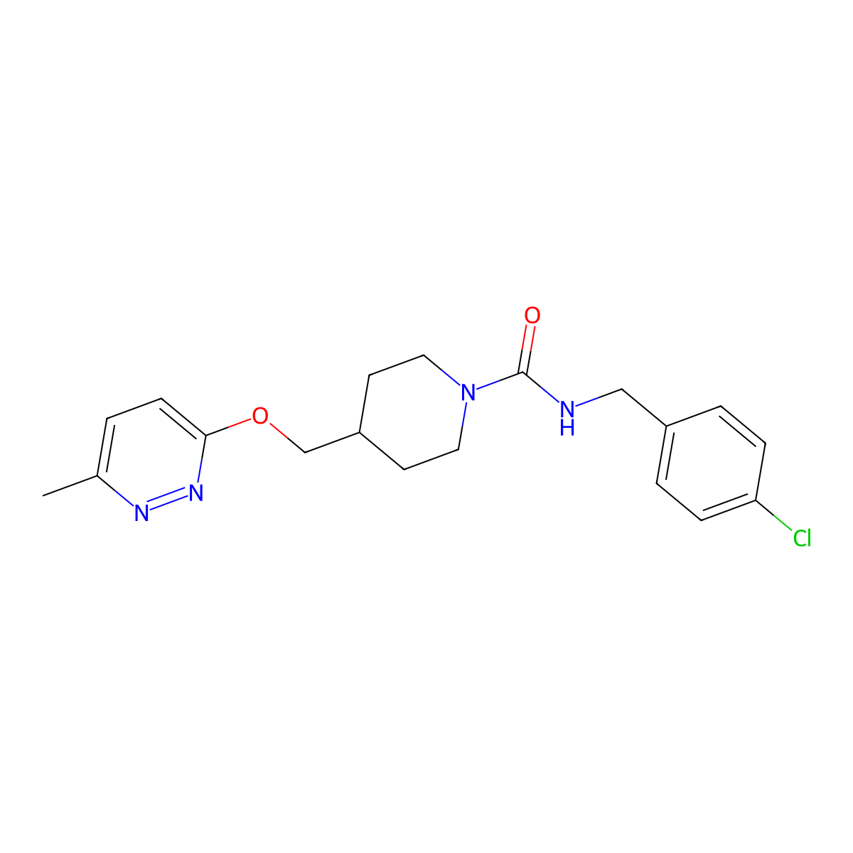 N-[(4-chlorophenyl)methyl]-4-{[(6-methylpyridazin-3-yl)oxy]methyl}piperidine-1-carboxamide molecular structure, CAS 2380041-86-9