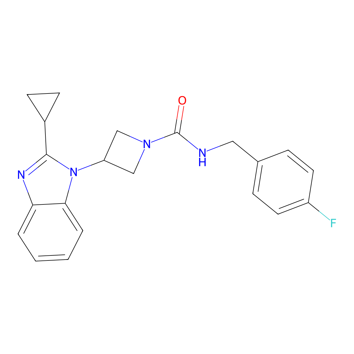 3-(2-cyclopropyl-1H-1,3-benzodiazol-1-yl)-N-[(4-fluorophenyl)methyl]azetidine-1-carboxamide molecular structure, CAS 2380041-87-0