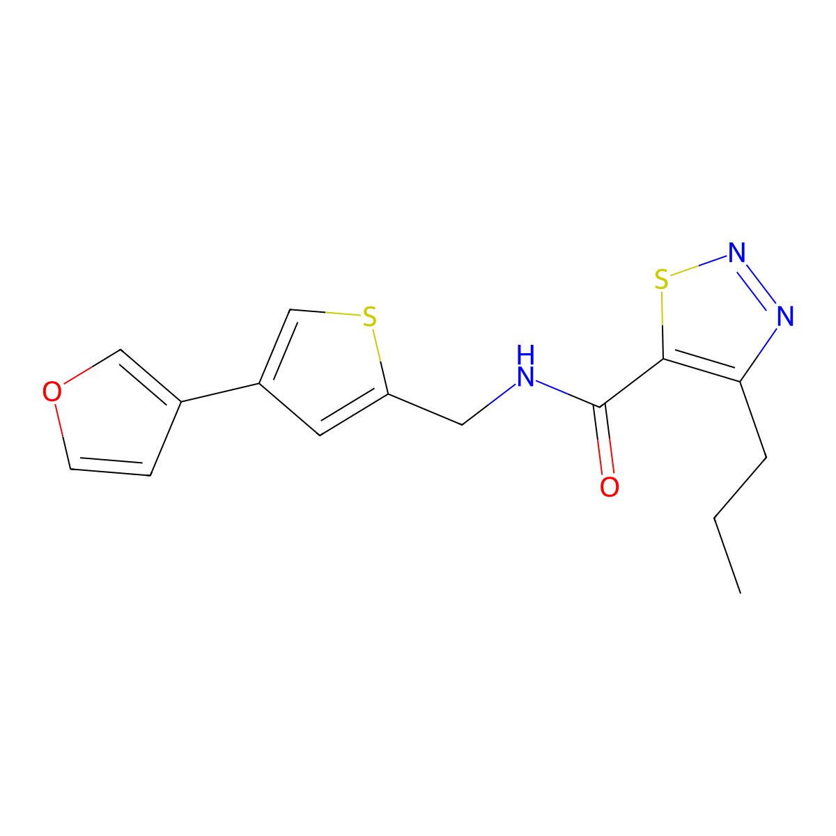N-{[4-(furan-3-yl)thiophen-2-yl]methyl}-4-propyl-1,2,3-thiadiazole-5-carboxamide molecular structure, CAS 2380041-90-5
