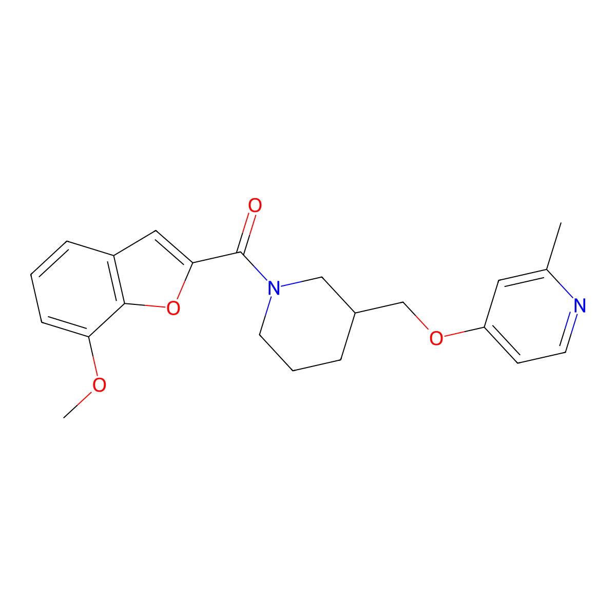 4-{[1-(7-Methoxy-1-benzofuran-2-carbonyl)piperidin-3-yl]methoxy}-2-methylpyridine molecular structure, CAS 2380041-99-4