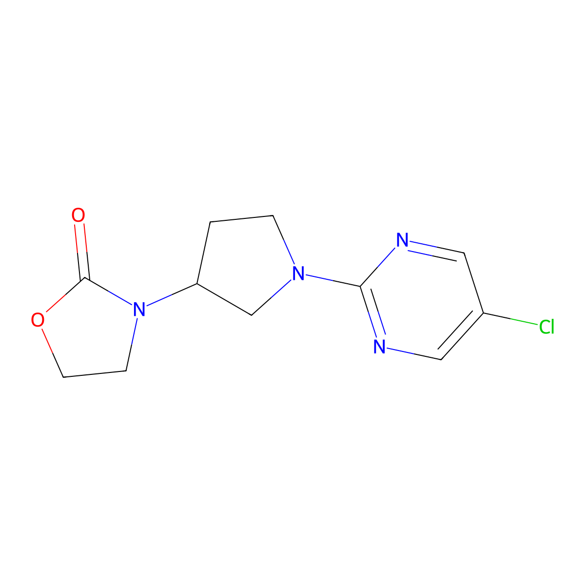 3-[1-(5-Chloropyrimidin-2-yl)pyrrolidin-3-yl]-1,3-oxazolidin-2-one molecular structure, CAS 2380042-00-0