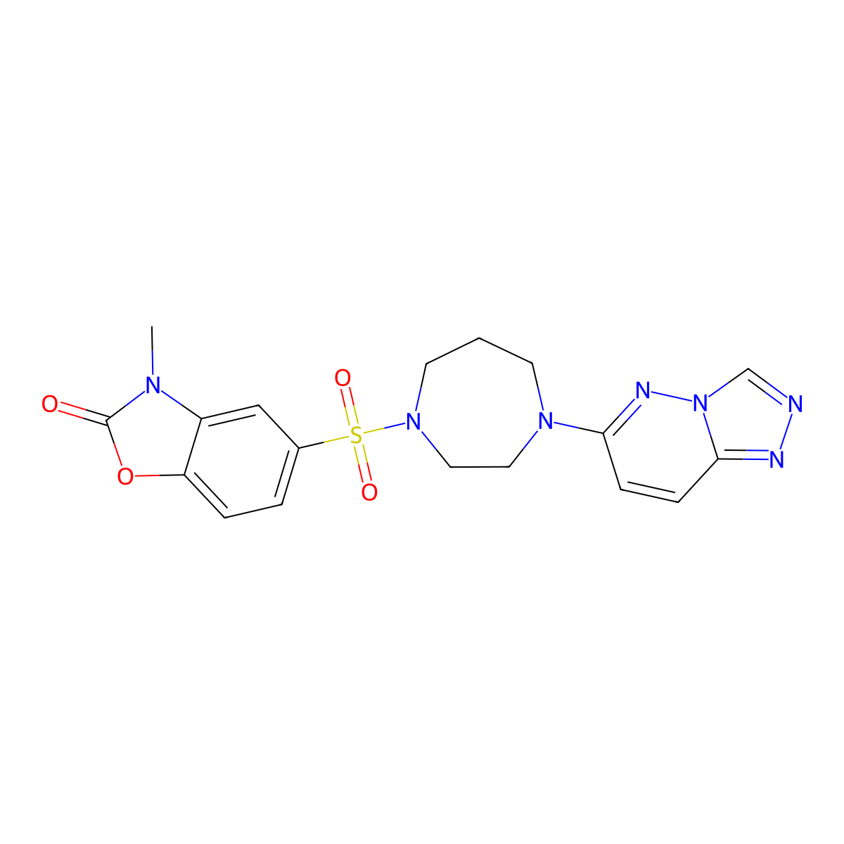 3-Methyl-5-[(4-{[1,2,4]triazolo[4,3-b]pyridazin-6-yl}-1,4-diazepan-1-yl)sulfonyl]-2,3-dihydro-1,3-benzoxazol-2-one molecular structure, CAS 2380042-01-1