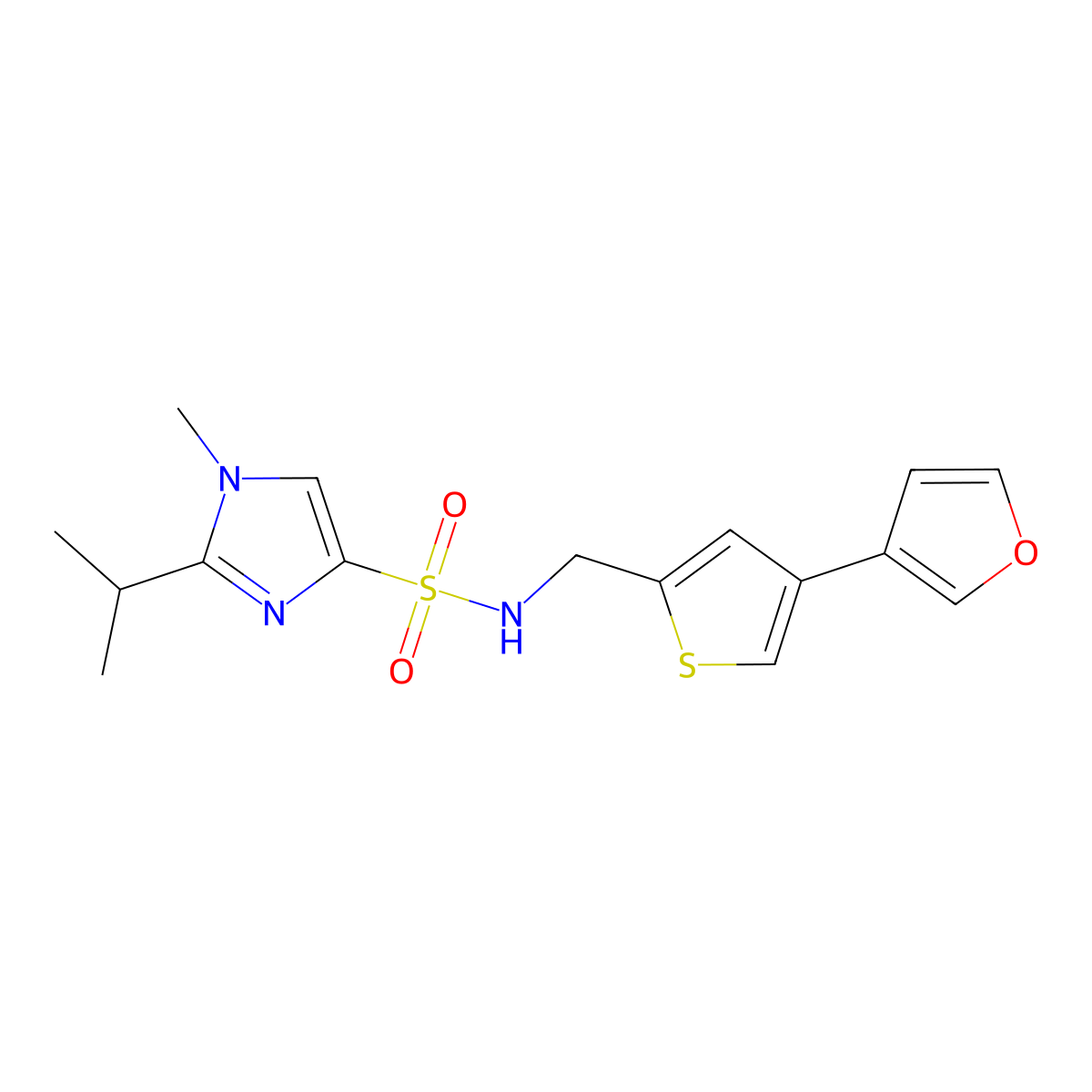 N-{[4-(furan-3-yl)thiophen-2-yl]methyl}-1-methyl-2-(propan-2-yl)-1H-imidazole-4-sulfonamide molecular structure, CAS 2380042-05-5