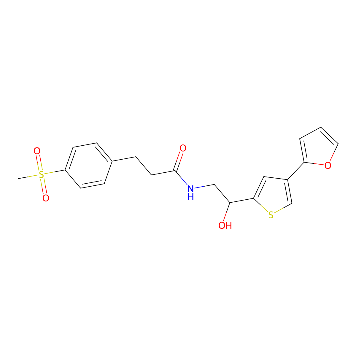 N-{2-[4-(furan-2-yl)thiophen-2-yl]-2-hydroxyethyl}-3-(4-methanesulfonylphenyl)propanamide molecular structure, CAS 2380042-08-8