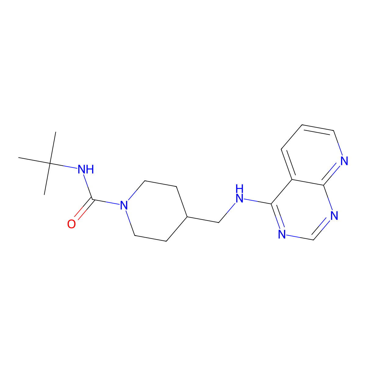 N-tert-butyl-4-[({pyrido[2,3-d]pyrimidin-4-yl}amino)methyl]piperidine-1-carboxamide molecular structure, CAS 2380042-10-2