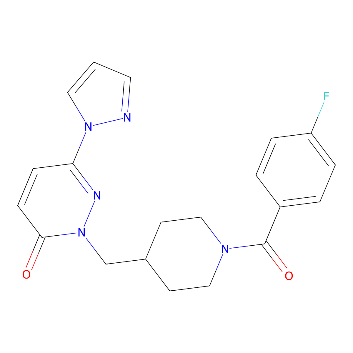 2-{[1-(4-fluorobenzoyl)piperidin-4-yl]methyl}-6-(1H-pyrazol-1-yl)-2,3-dihydropyridazin-3-one molecular structure, CAS 2380042-13-5
