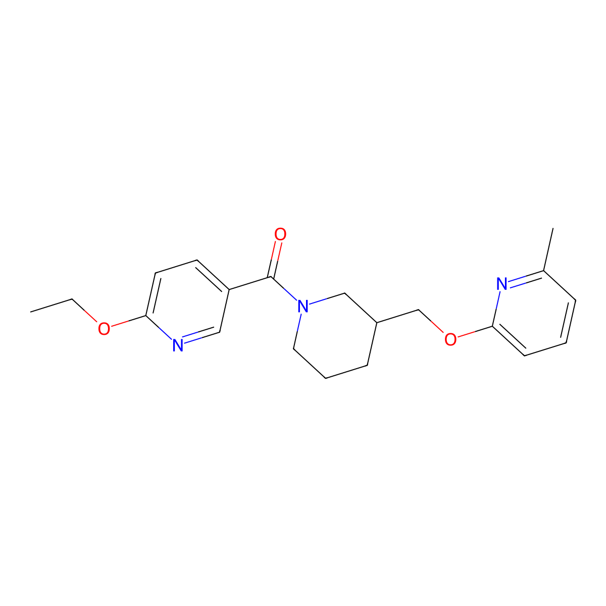 2-Ethoxy-5-(3-{[(6-methylpyridin-2-yl)oxy]methyl}piperidine-1-carbonyl)pyridine molecular structure, CAS 2380042-19-1