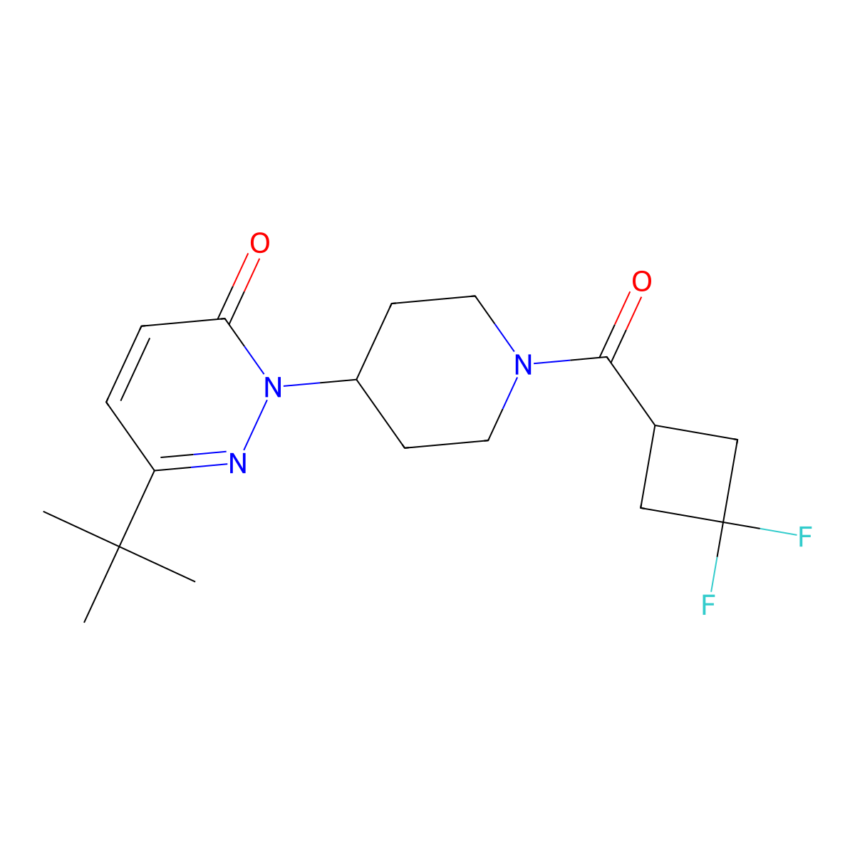 6-Tert-butyl-2-[1-(3,3-difluorocyclobutanecarbonyl)piperidin-4-yl]-2,3-dihydropyridazin-3-one molecular structure, CAS 2380042-24-8