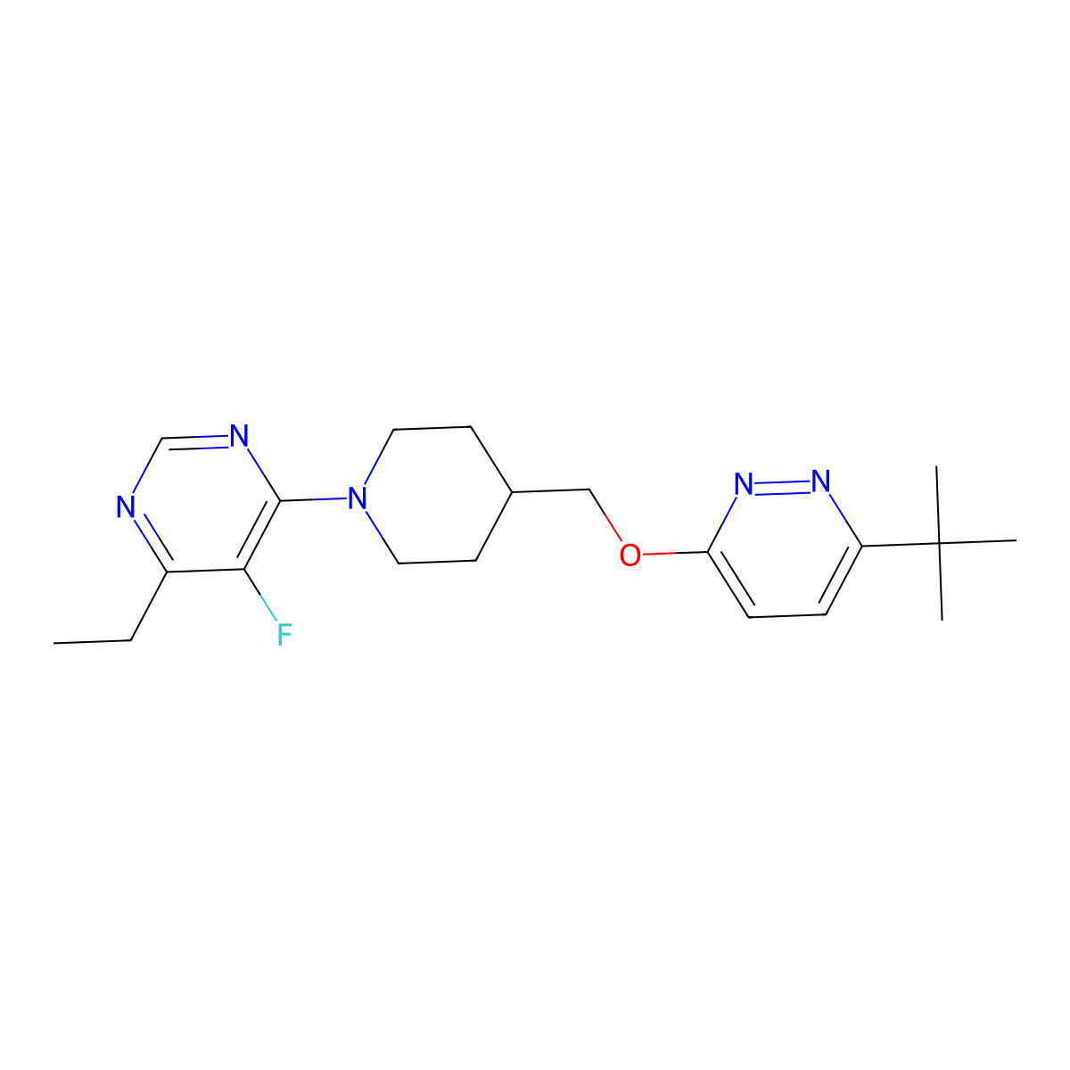 4-(4-{[(6-Tert-butylpyridazin-3-yl)oxy]methyl}piperidin-1-yl)-6-ethyl-5-fluoropyrimidine molecular structure, CAS 2380042-25-9