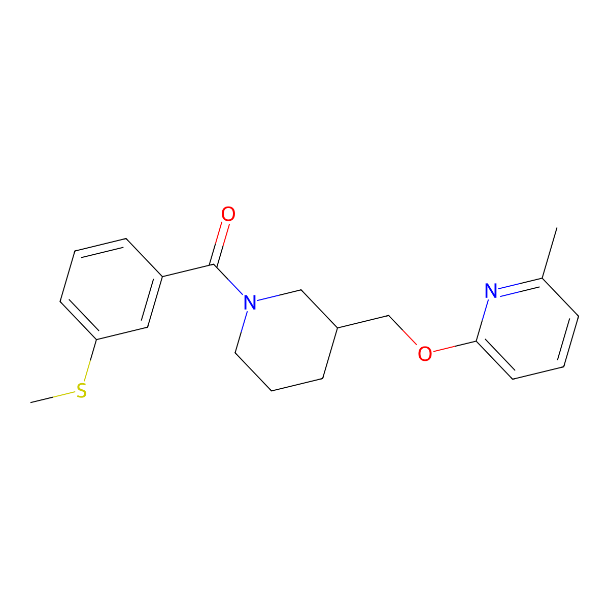 2-Methyl-6-({1-[3-(methylsulfanyl)benzoyl]piperidin-3-yl}methoxy)pyridine molecular structure, CAS 2380042-26-0
