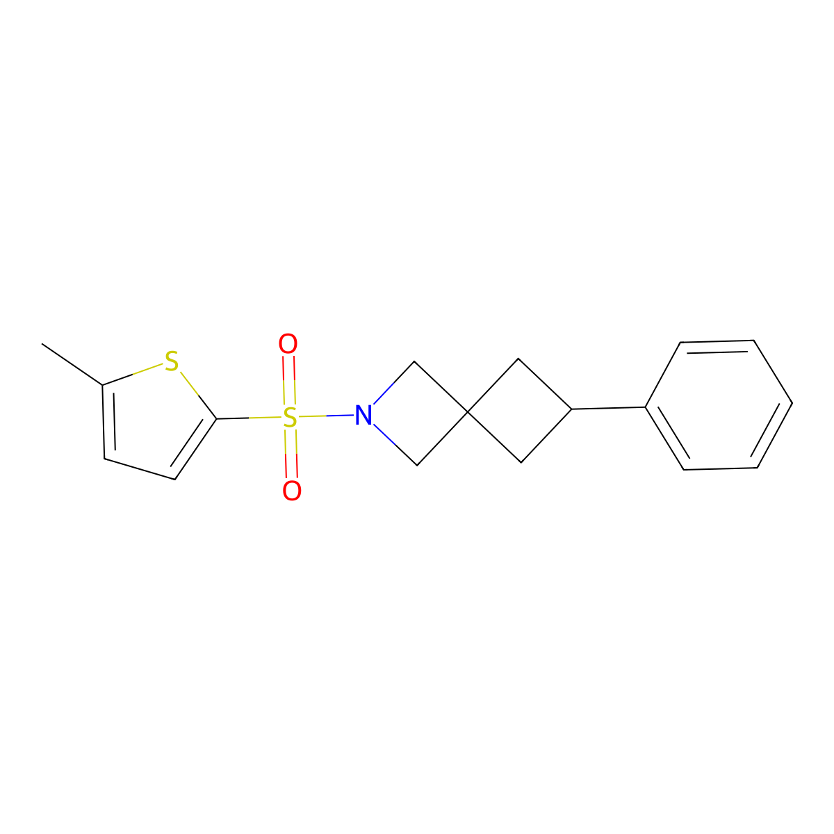 2-[(5-Methylthiophen-2-yl)sulfonyl]-6-phenyl-2-azaspiro[3.3]heptane molecular structure, CAS 2380042-29-3