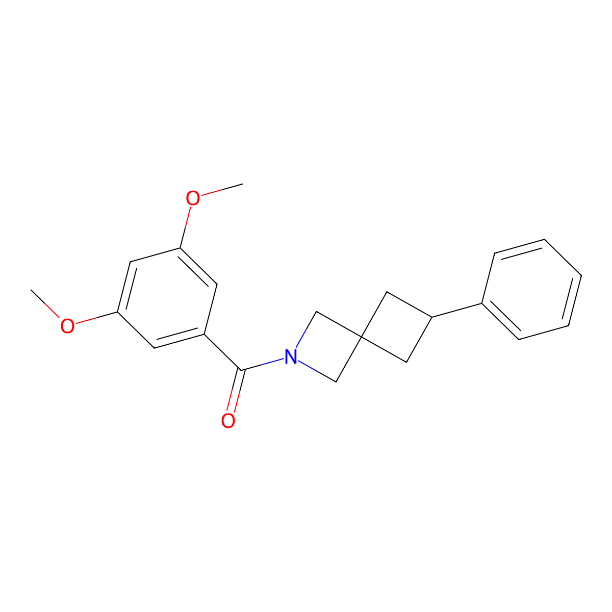2-(3,5-Dimethoxybenzoyl)-6-phenyl-2-azaspiro[3.3]heptane molecular structure, CAS 2380042-30-6