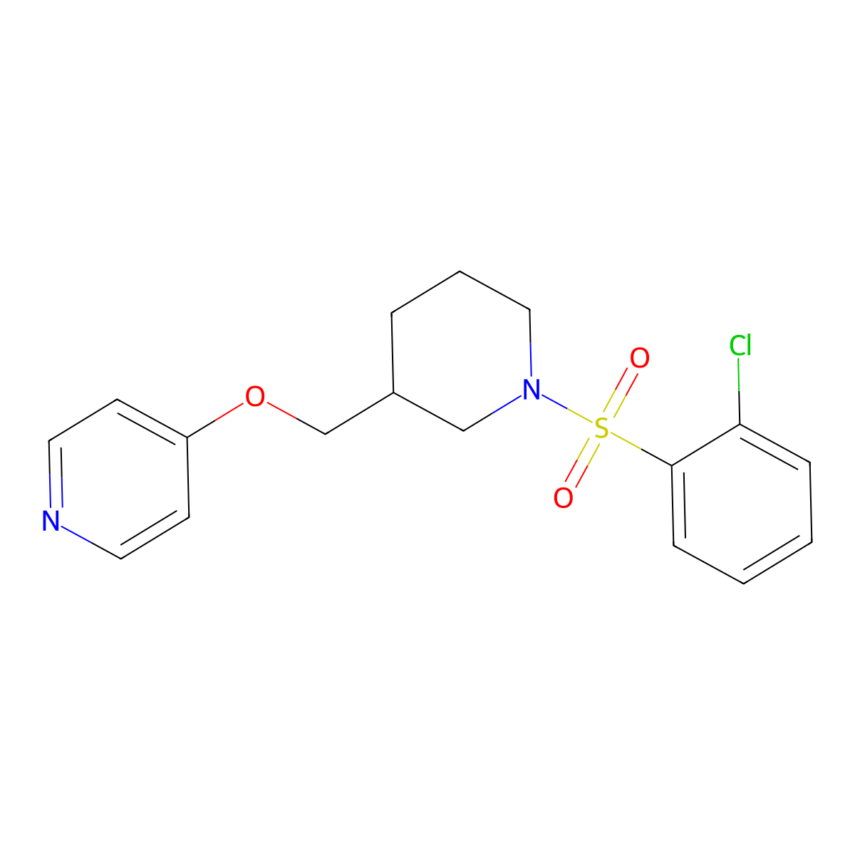 4-{[1-(2-Chlorobenzenesulfonyl)piperidin-3-yl]methoxy}pyridine molecular structure, CAS 2380042-32-8