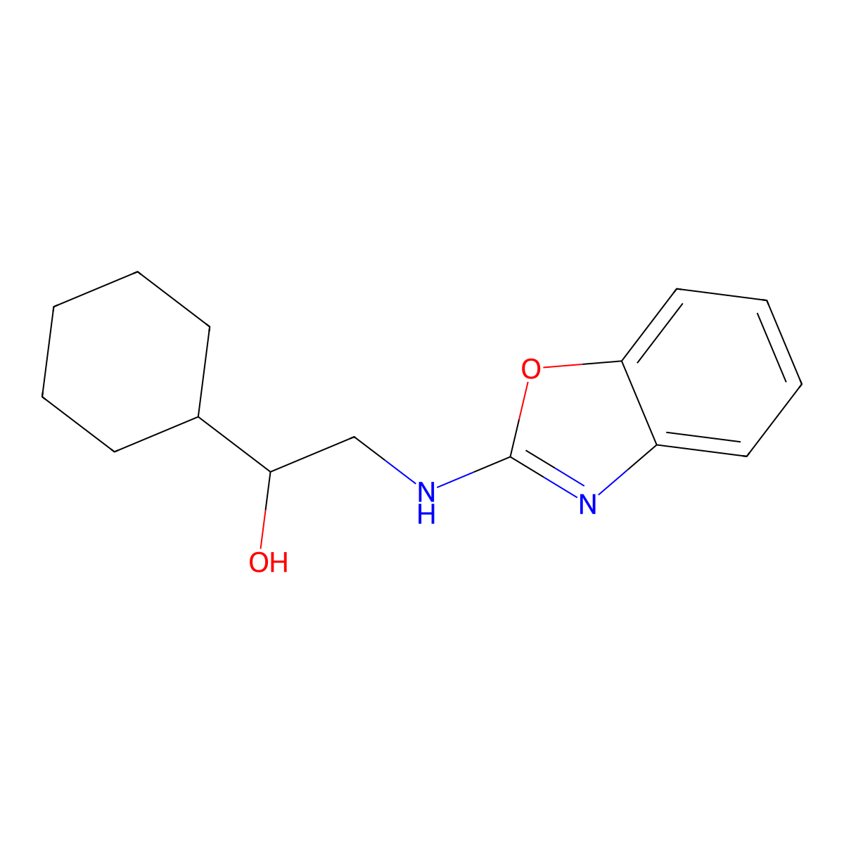2-[(1,3-Benzoxazol-2-yl)amino]-1-cyclohexylethan-1-ol molecular structure, CAS 2380042-35-1