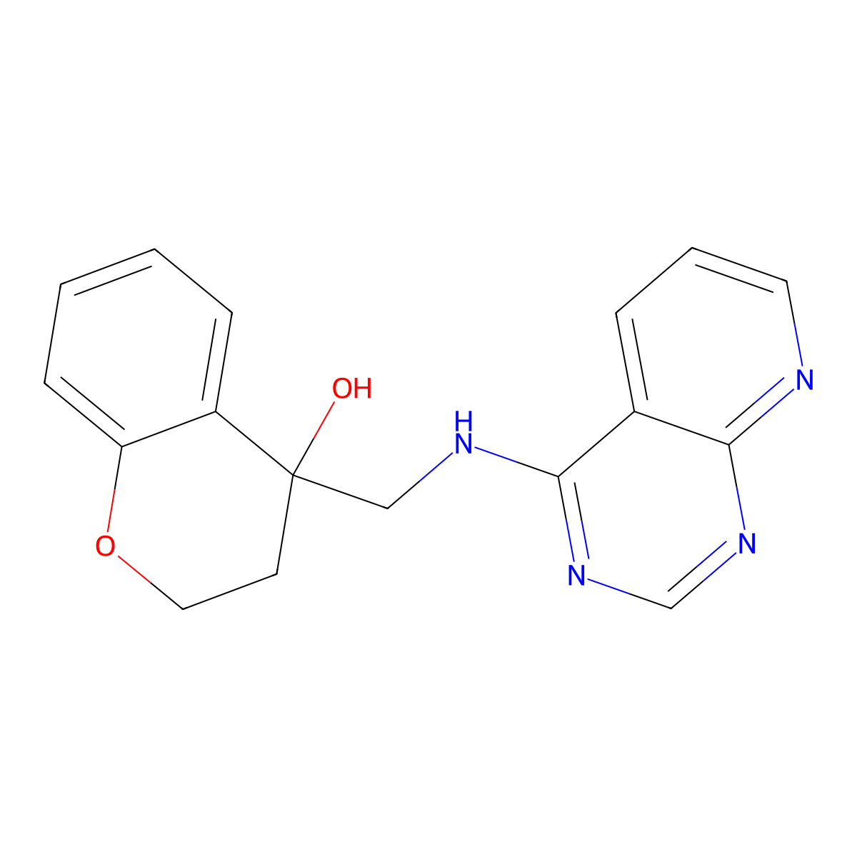 4-[({pyrido[2,3-d]pyrimidin-4-yl}amino)methyl]-3,4-dihydro-2H-1-benzopyran-4-ol molecular structure, CAS 2380042-38-4
