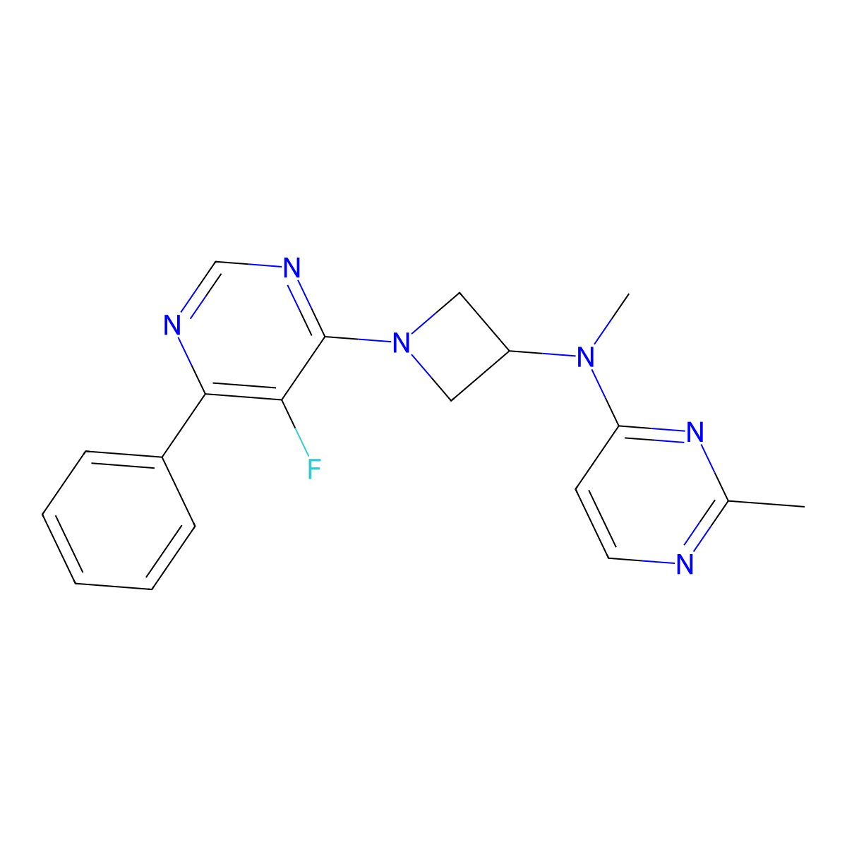 N-[1-(5-Fluoro-6-phenylpyrimidin-4-yl)azetidin-3-yl]-N,2-dimethylpyrimidin-4-amine molecular structure, CAS 2380042-43-1