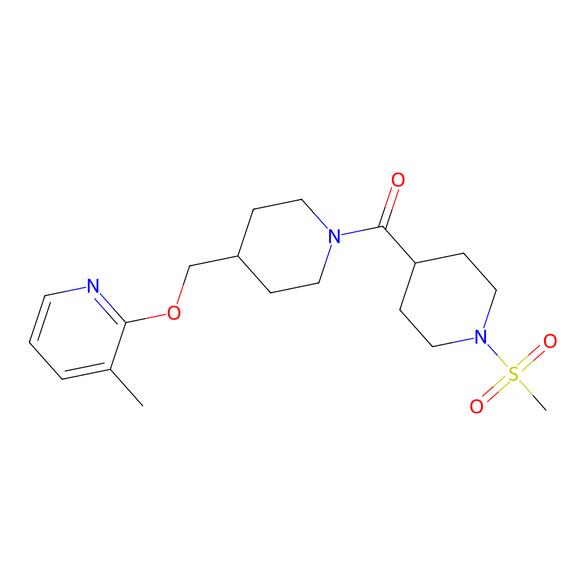 2-{[1-(1-Methanesulfonylpiperidine-4-carbonyl)piperidin-4-yl]methoxy}-3-methylpyridine molecular structure, CAS 2380042-46-4