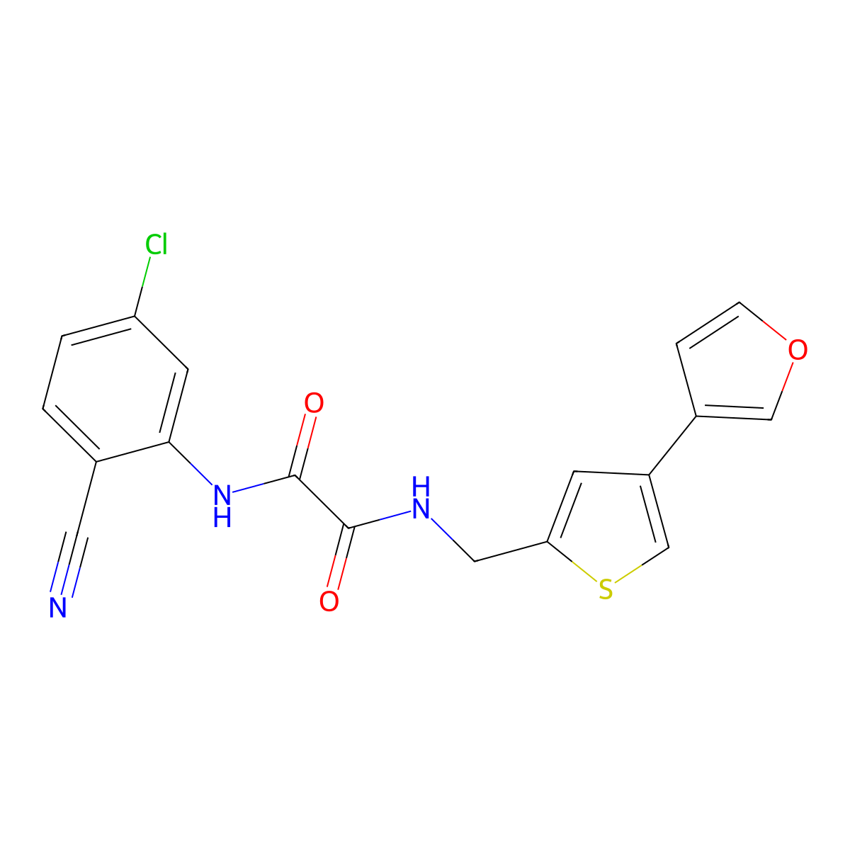 N'-(5-Chloro-2-cyanophenyl)-N-[[4-(furan-3-yl)thiophen-2-yl]methyl]oxamide molecular structure, CAS 2380042-47-5