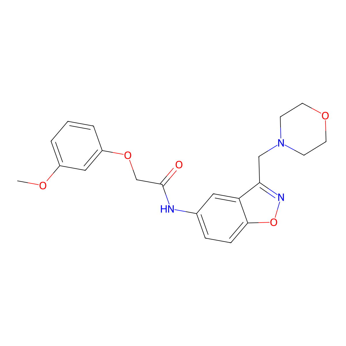 2-(3-methoxyphenoxy)-N-{3-[(morpholin-4-yl)methyl]-1,2-benzoxazol-5-yl}acetamide molecular structure, CAS 2380042-49-7
