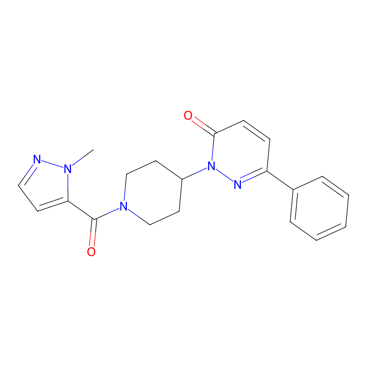 2-[1-(1-methyl-1H-pyrazole-5-carbonyl)piperidin-4-yl]-6-phenyl-2,3-dihydropyridazin-3-one molecular structure, CAS 2380042-51-1