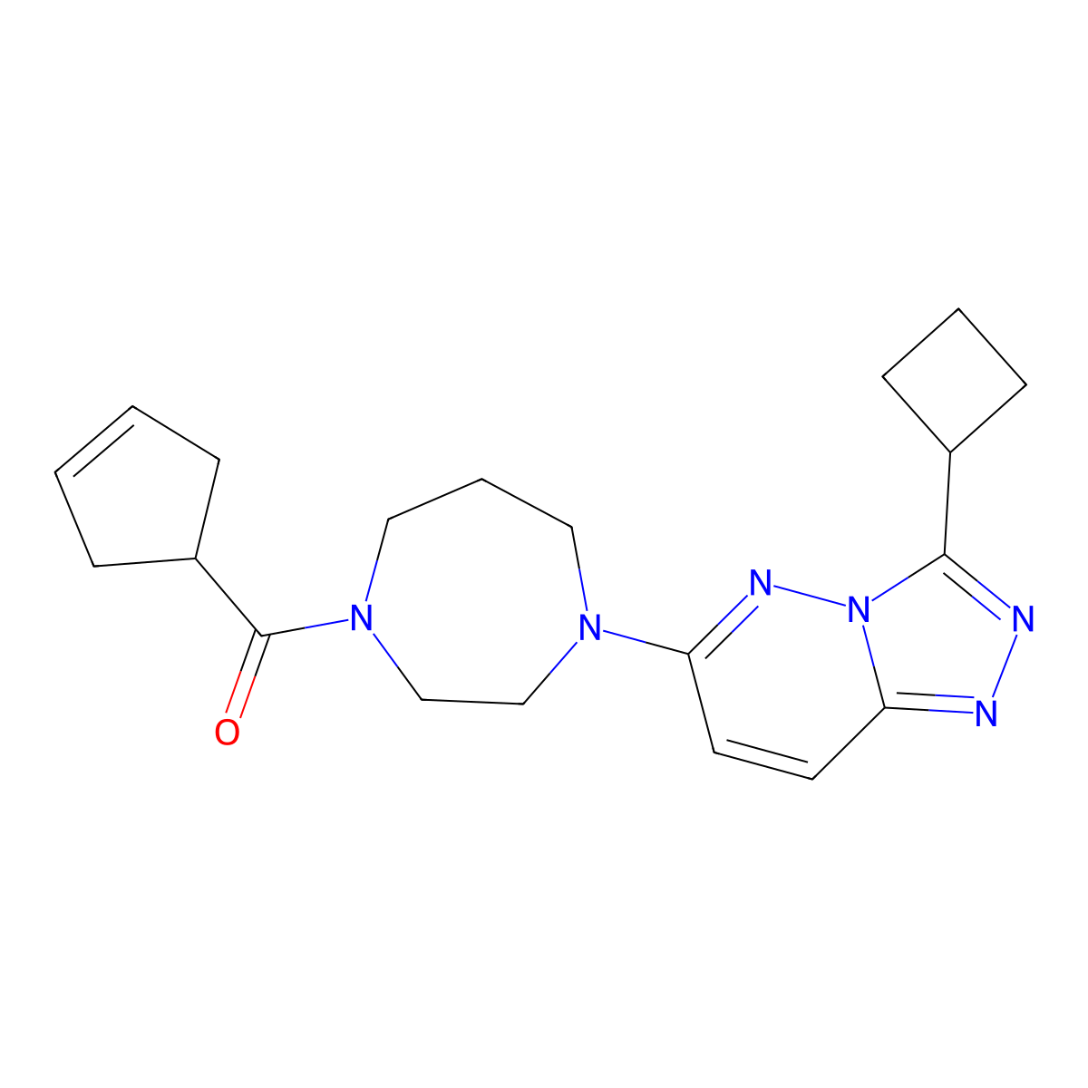1-{3-Cyclobutyl-[1,2,4]triazolo[4,3-b]pyridazin-6-yl}-4-(cyclopent-3-ene-1-carbonyl)-1,4-diazepane molecular structure, CAS 2380042-53-3