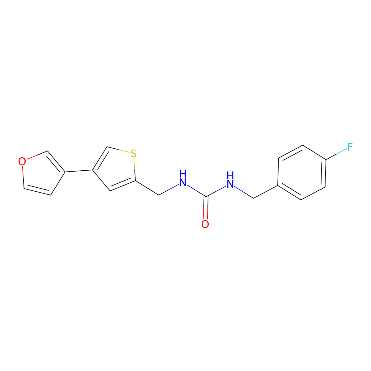 1-[(4-Fluorophenyl)methyl]-3-{[4-(furan-3-yl)thiophen-2-yl]methyl}urea molecular structure, CAS 2380042-56-6