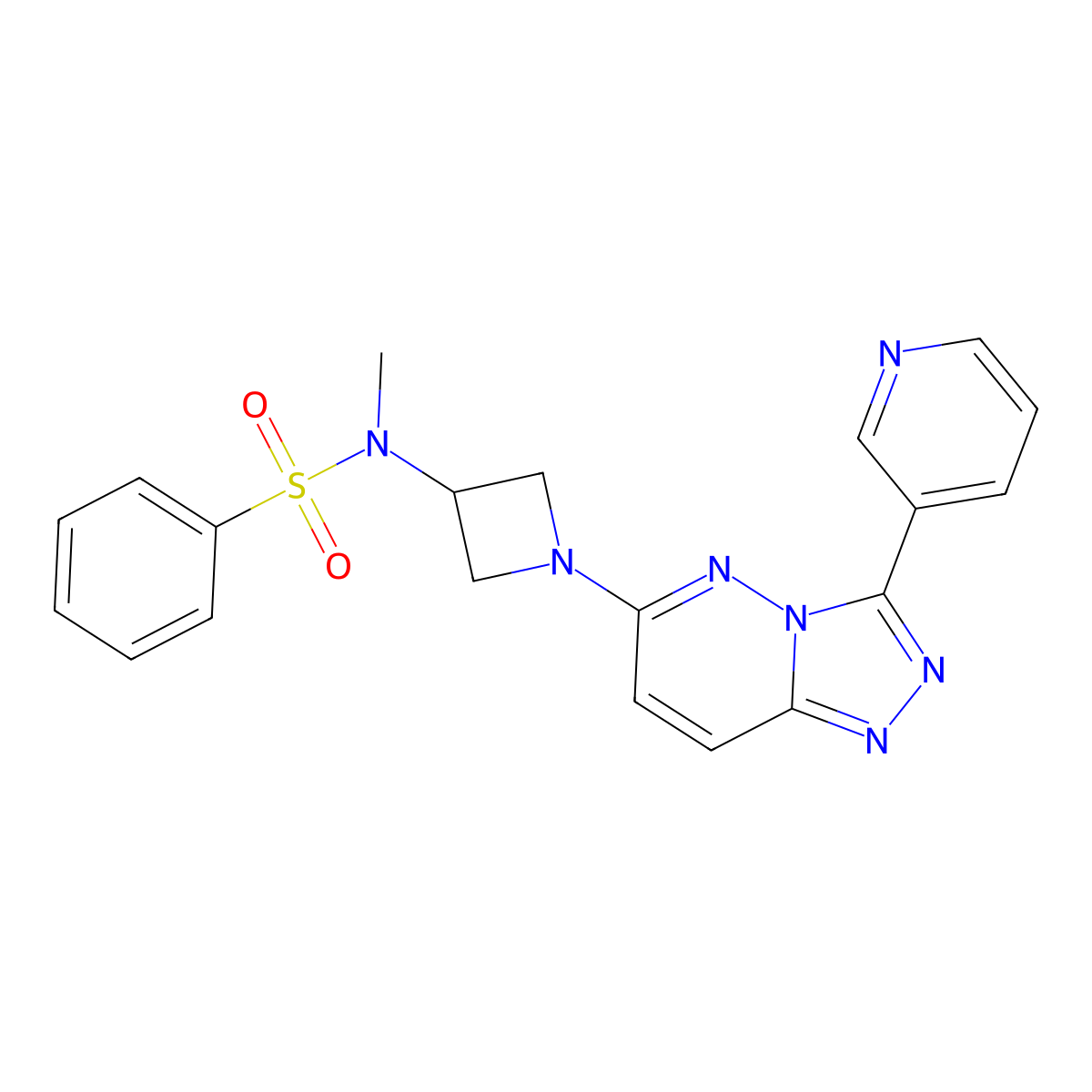 N-methyl-N-{1-[3-(pyridin-3-yl)-[1,2,4]triazolo[4,3-b]pyridazin-6-yl]azetidin-3-yl}benzenesulfonamide molecular structure, CAS 2380042-57-7