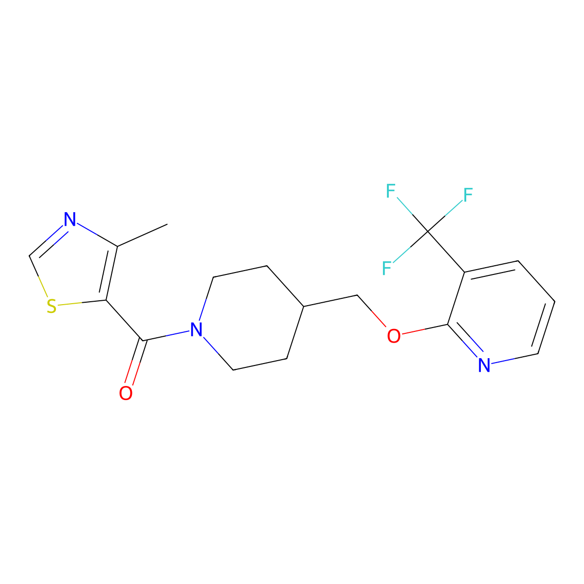 2-{[1-(4-Methyl-1,3-thiazole-5-carbonyl)piperidin-4-yl]methoxy}-3-(trifluoromethyl)pyridine molecular structure, CAS 2380042-61-3