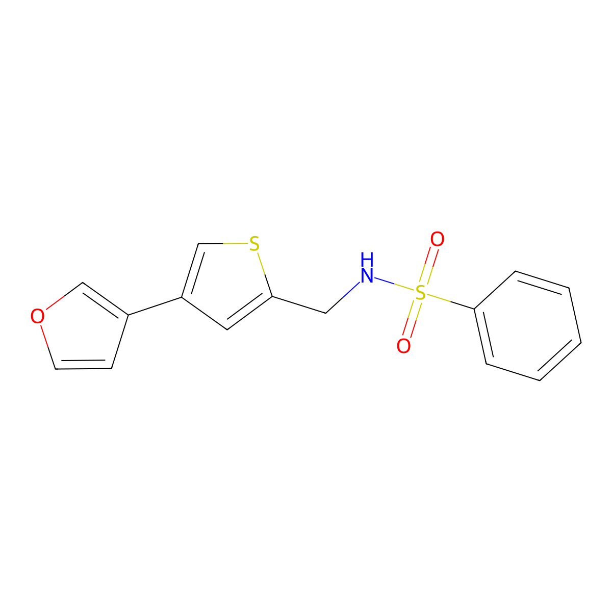 N-{[4-(furan-3-yl)thiophen-2-yl]methyl}benzenesulfonamide molecular structure, CAS 2380042-66-8