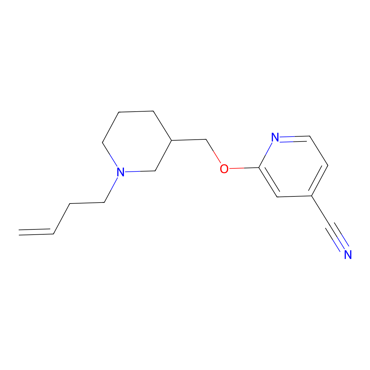 2-[(1-But-3-enylpiperidin-3-yl)methoxy]pyridine-4-carbonitrile molecular structure, CAS 2380042-67-9